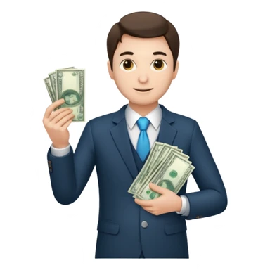 CEO with money in his hands donating to hospital sticker