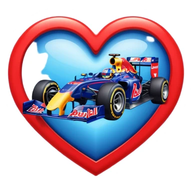 adentro de un corazon quiero un carro de Formula 1 estilo RedBull, quiero que el monoplaza este dentro de un corazon sticker