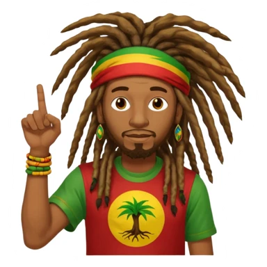 A rasta man bigging up di whole world 🎯🌍👊🏾👊🏻👊🏿🌍🎯 reggae vibes 🎶, love and unity ✨💛💚❤️, every nation stand strong 🇯🇲🌐 with the world in his hand fully of energy and it's obvious reggae music heals the soul maybe put it in text above his heard sticker