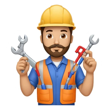 Hispanic HVAC technician with goatee beard as an action figure logo with HVAC tools sticker