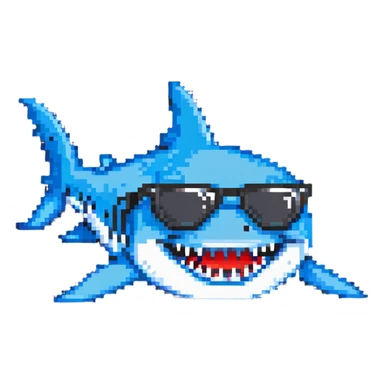 cool shark with white teeth and black sunglasses sticker
