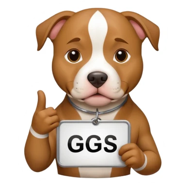 pitbull dog holding a GG's sign sticker