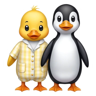 Yellow duck and penguin in pajamas sticker