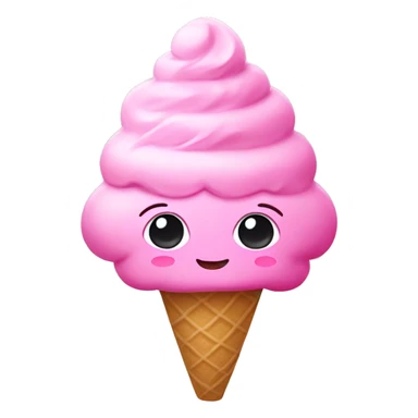 Pink kawaii ice cream sticker