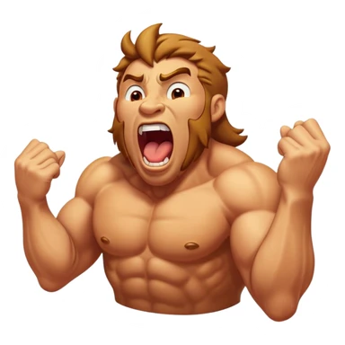 Cinematic Realistic Hercules Portrait, head tilted slightly with a dramatic, wide-open yawn, revealing a moment of relaxed strength. The lifelike textures of his powerful form and subtle, sunlit highlights emphasize his heroic presence even in a state of casual repose. sticker