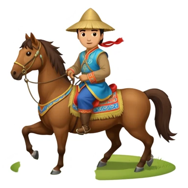 mongolian man on horse full body sticker