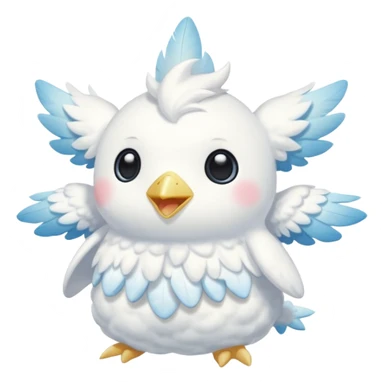 Soft Cloud-Cream Feather-Fluffed Cotton-Textured Puffy Tiny Angelic Togekiss-Vernid-hybrid-creature (full body) sticker