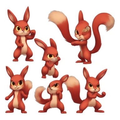 Anthro Sona Cool Angry Fakemon Full Body Red Rabbit Squirrel Chibi Cute  sticker