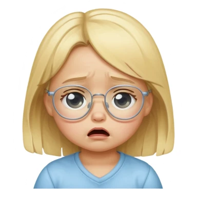 blond baby girl crying with glasses sticker