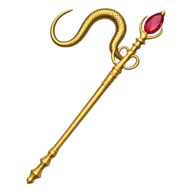 Ancient Egyptian gold snake staff-scepter with ruby eyes  sticker