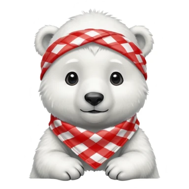 baby polar bear wearing a red and white checkered Neckerchief sticker