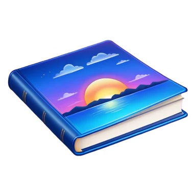 dark neon blue glass book, sky on the cover sticker