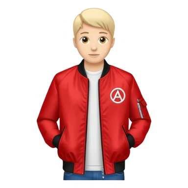 White autobahn logo on a red bomber jacket  sticker