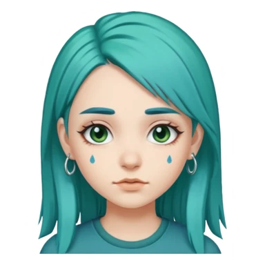 Girl with blueish green hair and eyebrow piercing  sticker