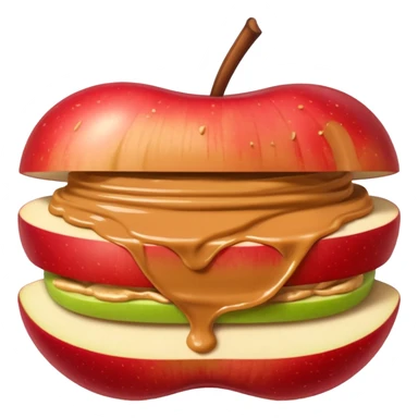 sliced apple with peanutbutter sticker