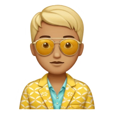 fotographer with yellow patterned summer clothes and sun glasses sticker