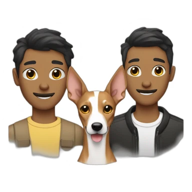 Podenco with two gay owners one white with black hair and one tanned with black hair sticker