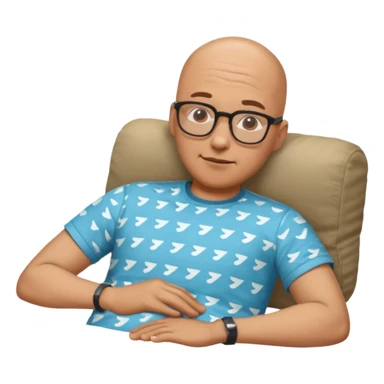 nap time laying down bald man with glasses with z emoji add shirt sticker