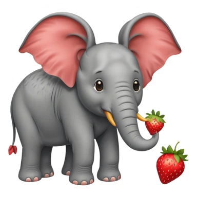 Elephant strawberry feeding birds sticker