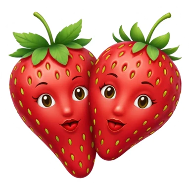 one strawberry 🍓 and red kiss 💋 fashioned stylish little emoji for “slay” reaction. no face sticker