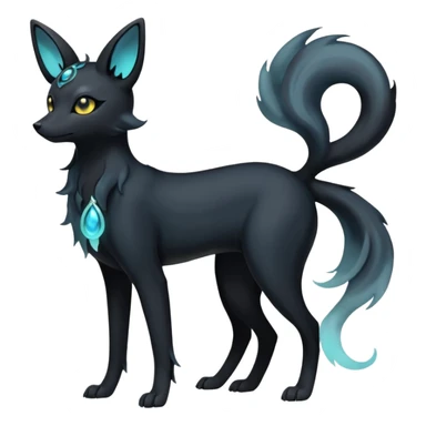 Shadowy Matte-Black Mysterious Wispy-Aura Fog-Veiled Elegant Umbreon-Fionbri-fusion-creature (full body) sticker
