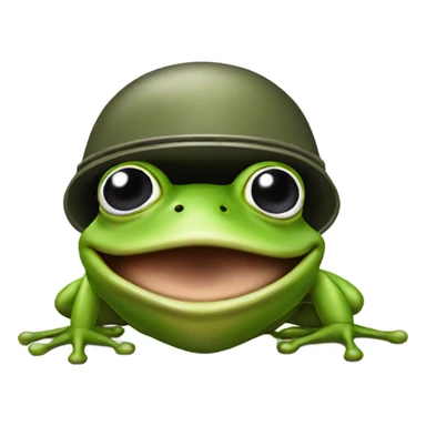 Frog with a military helmet sticker