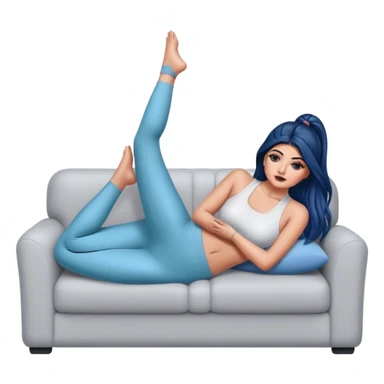 hyper-realistic kylie jenner in yoga pants on couch sticker