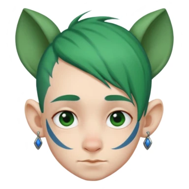 green haired heavy blue tattooed big head accessory big nose mid size ear young sticker
