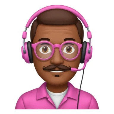 headphone and spectacles, mustached pink man sticker