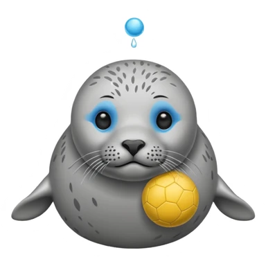 grey seal with a ball on its nose sticker