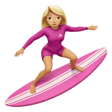 White women surfing on pink surf board with blonde hair  sticker