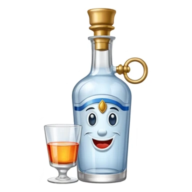 A bottle of vodka emoji with a handle, a window, and a knocker and a different color. sticker