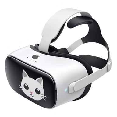 Apple Vision Pro 9 VR headset with cat logo on it  sticker