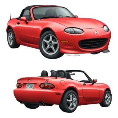 red 1990 miata with pop up headlights sticker
