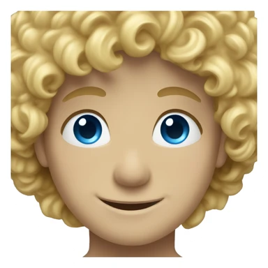 blonde curly head boy with blue eyes smiling sticker