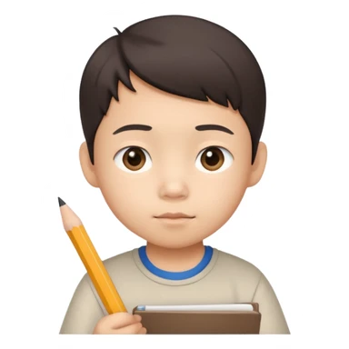 A Asian kid doing his math homework  sticker
