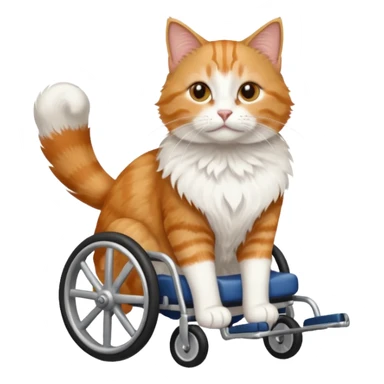 disabled orange tabby and white cat using cat wheelchair sticker