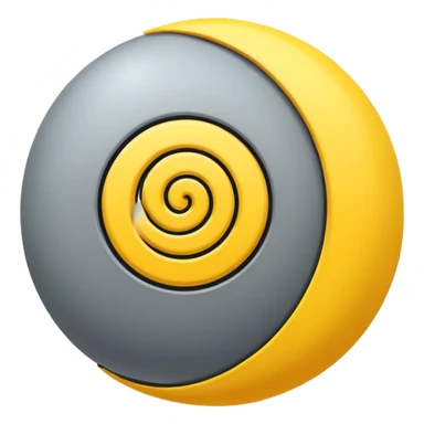 Gray sphere with black scribble and yellow spiral . sticker