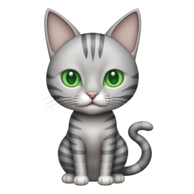 Light grey cat with grey stripes very skinny and green eyes sticker