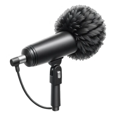 boom fluffy microphone with stick sticker