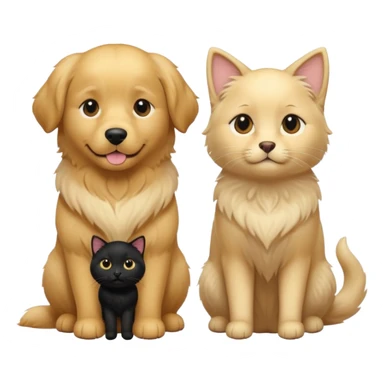 golden retriever and black cat sticker