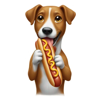 Dog eating a hot dog sticker