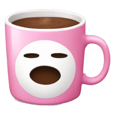 Pink coffee mug with hot chocolate sticker