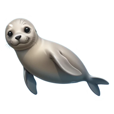 A 3D cartoon seal swimming with visible flippers, calm blue water, soft sunlight, Memoji-style realism. sticker