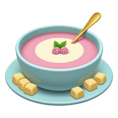 tazita de sopa, pastillas en estilo aesthetic y una camita rosada. sticker