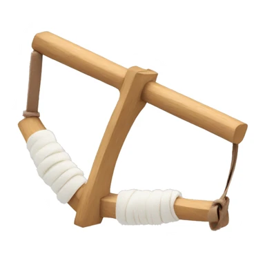 wooden y shaped slingshot with white elastic rubberband sticker