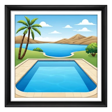 piscina con paisaje sticker