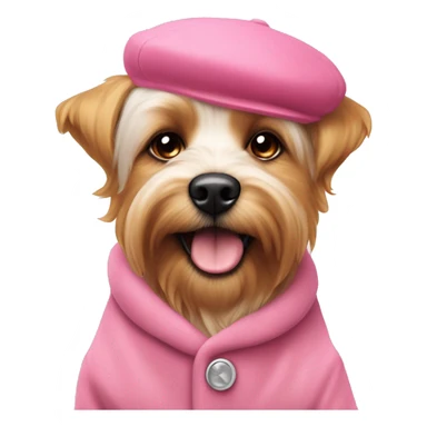 yorkshire dog with pink dog clothes and a pink beret ￼ sticker