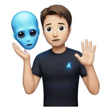 Mulder from the x-files looking very very worried (not trusting anyone today) while wearing a dark t-shirt an alien beam trying to lift him up sticker