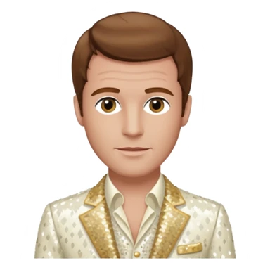 Peter Allen with Brown Hair, Ivory Sequin Outfit sticker